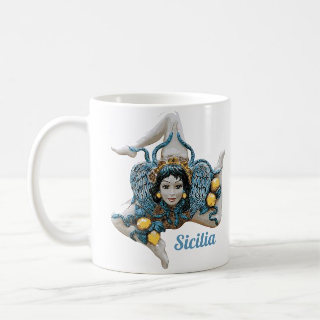 Trinacria of Sicily Three Legged symbol Sicilia Coffee Mug (Left)