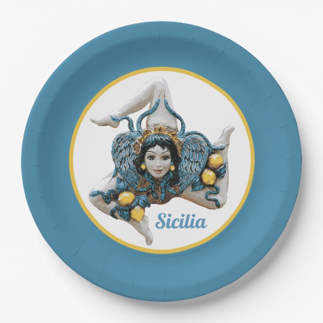 Trinacria of Sicily Three-Legged symbol Sicilia  Paper Plates (Front)