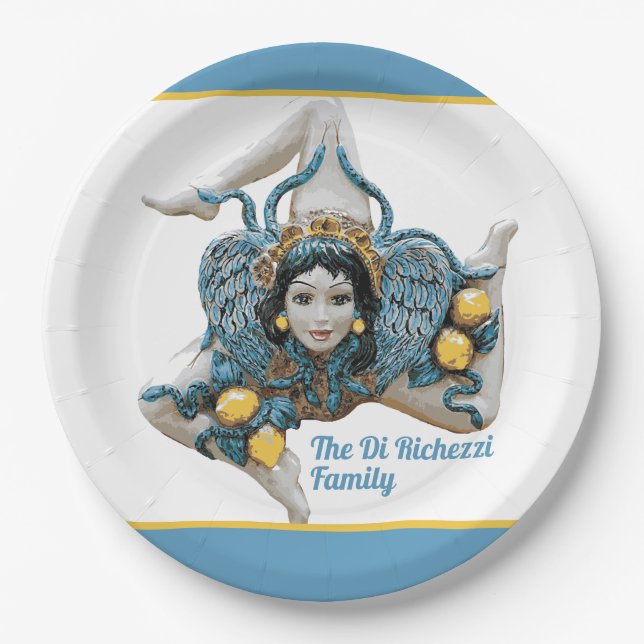 Trinacria of Sicily Three-Legged symbol Sicilia  Paper Plates (Front)