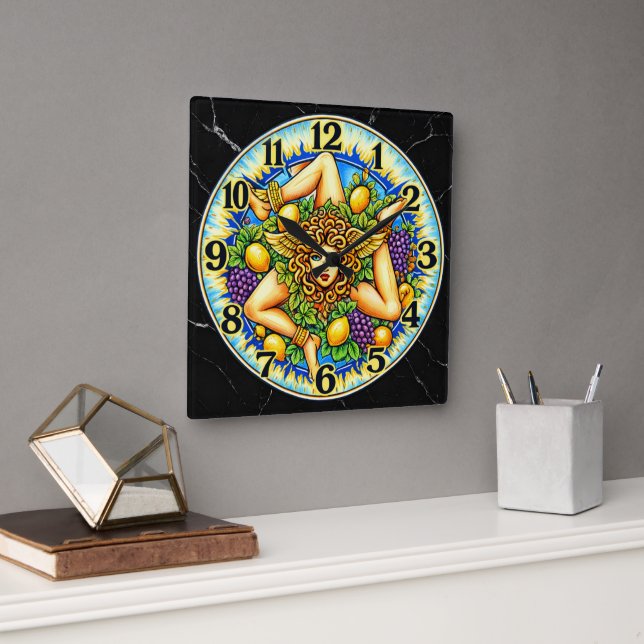 Trinacria Sicilia Italia  Square Wall Clock (Office)