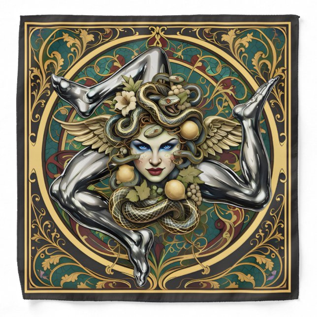 Trinacria Sicilian Pattern (VC Designs) Bandana (Front)