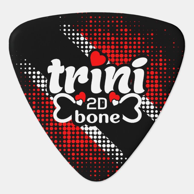 Trini 2 de Bone Dot Pattern T&T Flag Guitar Pick (Front)