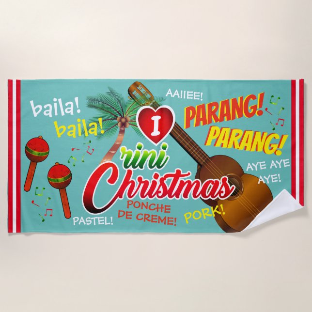 Trini Christmas  is de Best / Marac and Cuatro Beach Towel (Front)