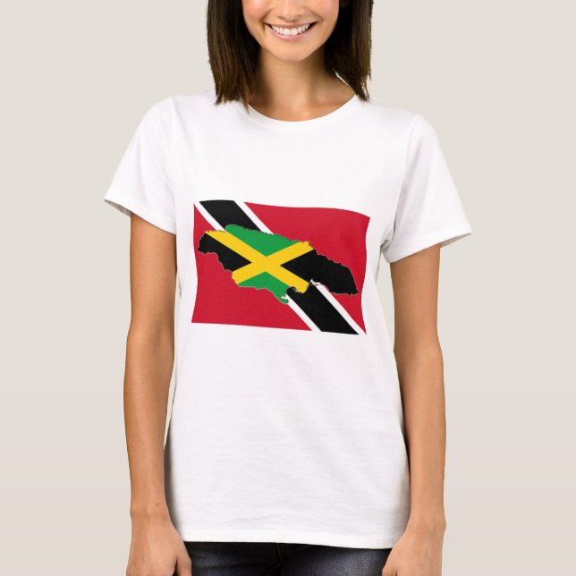 TRINI FLAG JAMAICA MAP T-Shirt (Front)