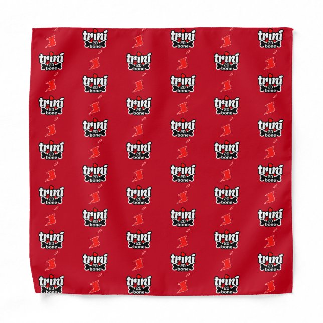 Trini to de Bone with the Twin Island Map on RED Bandana (Front)