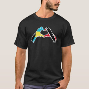 Trinidad And Tobago Bahamas Flag Heart Mix Heritag T-Shirt