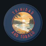 Trinidad and Tobago Caribbean Distressed Circle Magnet<br><div class="desc">Trinidad and Tobago retro vector travel design. Trinidad and Tobago is known for its beaches,  culture,  and wildlife. The country is considered one of the most prosperous and industrialized in the Caribbean.</div>