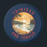 Trinidad and Tobago Caribbean Distressed Circle Magnet<br><div class="desc">Trinidad and Tobago retro vector travel design. Trinidad and Tobago is known for its beaches,  culture,  and wildlife. The country is considered one of the most prosperous and industrialized in the Caribbean.</div>