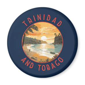 Trinidad and Tobago Caribbean Distressed Circle Magnet