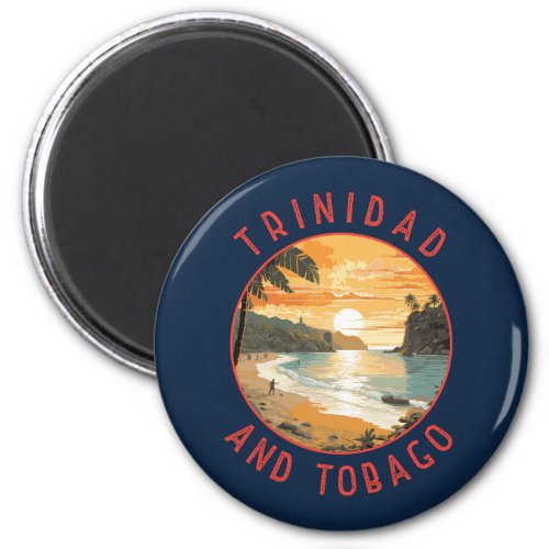 Trinidad and Tobago Caribbean Distressed Circle Magnet