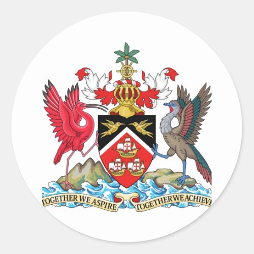 Trinidad and Tobago Coat of Arms Classic Round Sticker