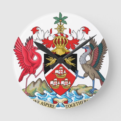 Trinidad and Tobago Coat of Arms Round Clock