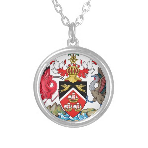 Trinidad and Tobago Coat of Arms Silver Plated Necklace