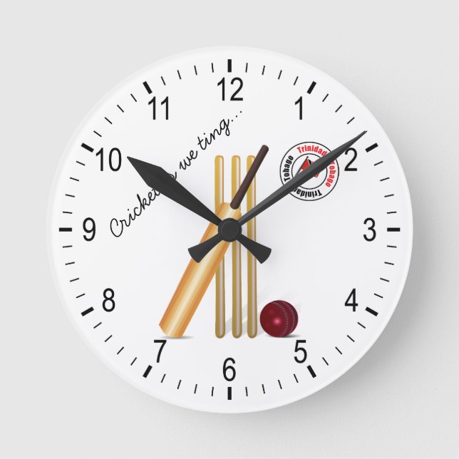 Trinidad And Tobago Cricket Round Clock (Front)