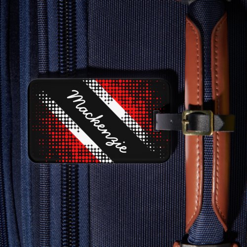 Trinidad and Tobago Dot Pattern Flag and YOUR NAME Luggage Tag