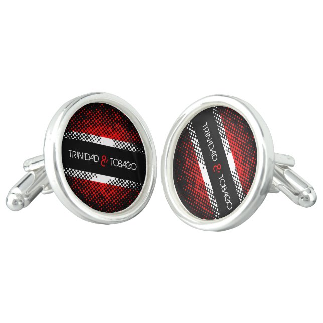 Trinidad and Tobago Dot Pattern Flag Cufflinks (Angled)