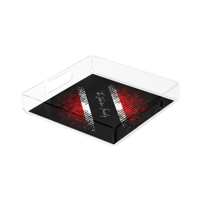 Trinidad and Tobago Dot Pattern Flag | Family Name Acrylic Tray (Angled)