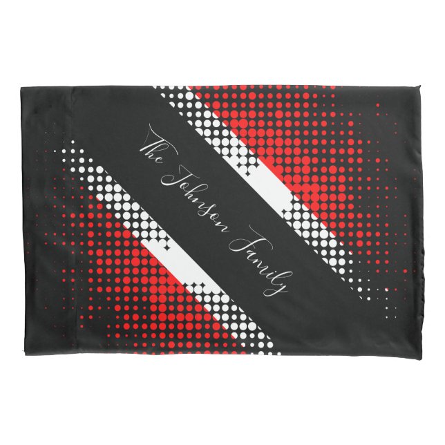 Trinidad and Tobago Dot Pattern Flag | Family Name Pillow Case (Front)