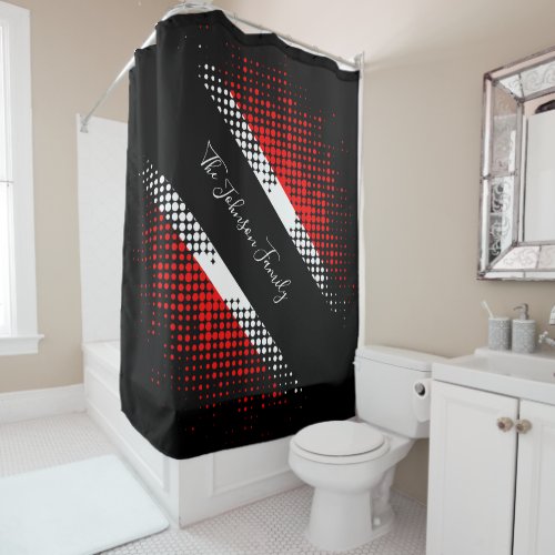 Trinidad and Tobago Dot Pattern Flag  Family Name Shower Curtain