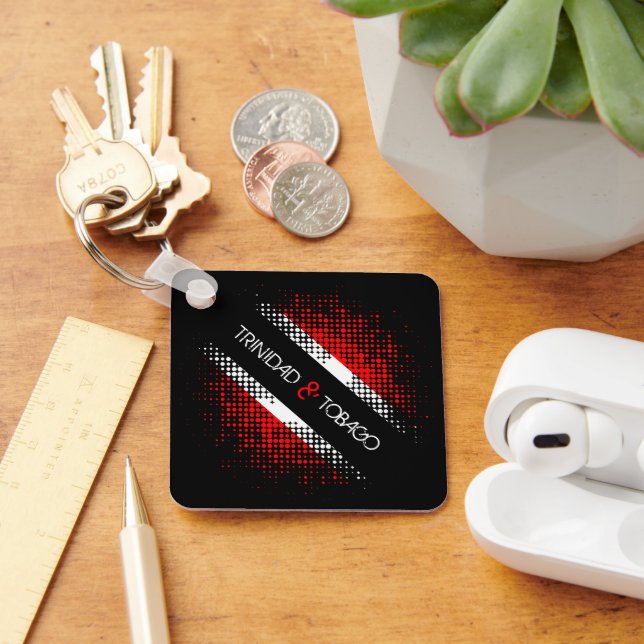 Trinidad and Tobago Dot Pattern Flag Keychain (Desk)