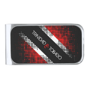 Trinidad and Tobago Dot Pattern Flag Silver Finish Money Clip