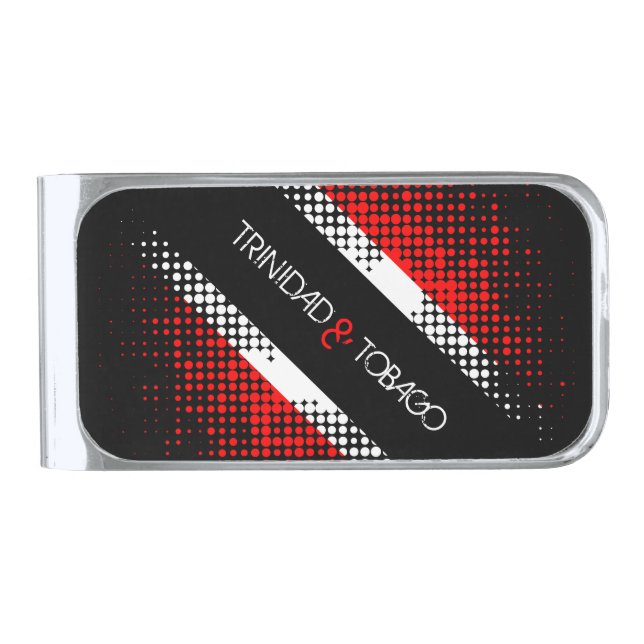 Trinidad and Tobago Dot Pattern Flag Silver Finish Money Clip (Front)