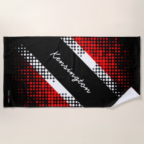 Trinidad and Tobago Dot Pattern Flag with Name Beach Towel