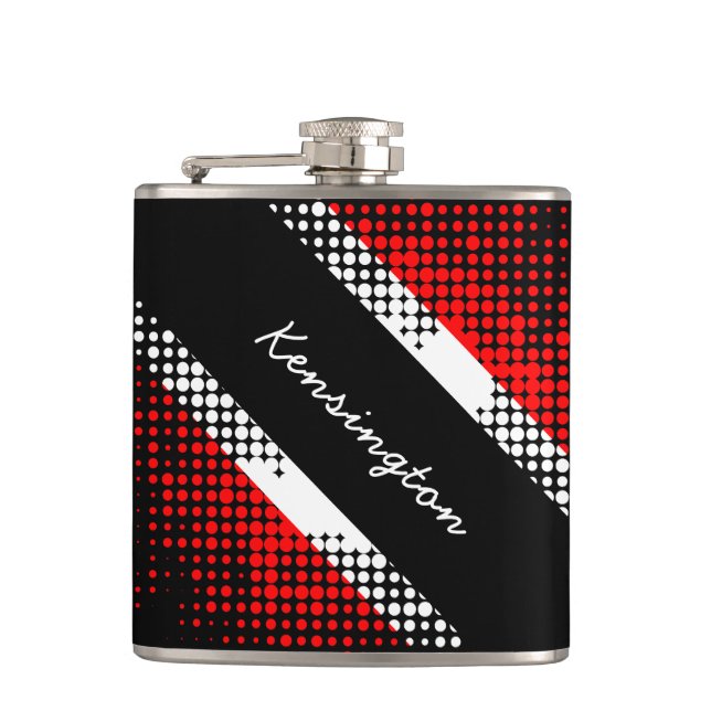 Trinidad and Tobago Dot Pattern Flag with Name Flask (Front)