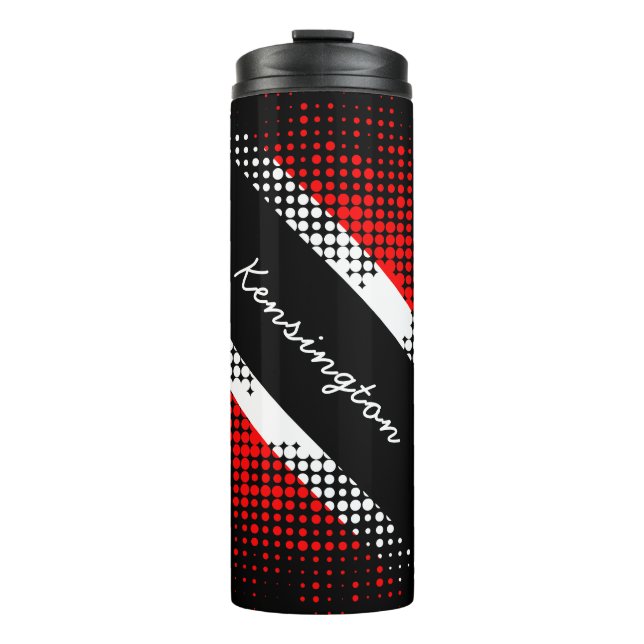 Trinidad and Tobago Dot Pattern Flag with Name Thermal Tumbler (Front)