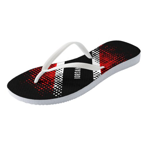 Trinidad and Tobago Dot Pattern Flag  Your Name Flip Flops