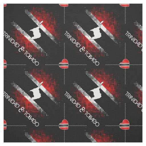 Trinidad and Tobago Dot Pattern Heart Flag | BLACK Fabric