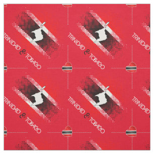 Trinidad and Tobago Dot Pattern Heart Flag on Red Fabric