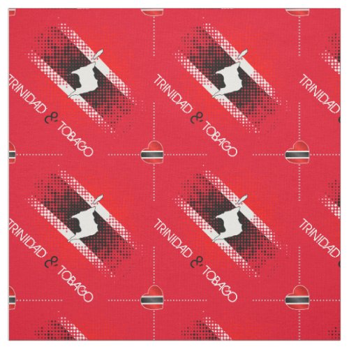 Trinidad and Tobago Dot Pattern Heart Flag on Red Fabric