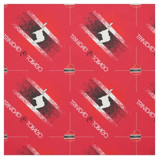 Trinidad and Tobago Dot Pattern Heart Flag on Red Fabric