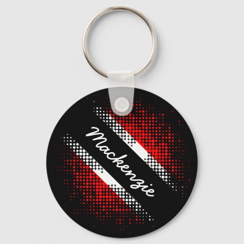 Trinidad and Tobago Dot Pattern with Name Keychain