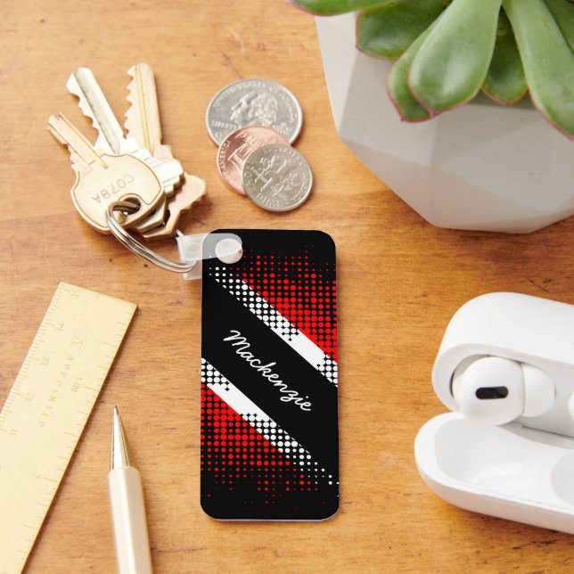 Trinidad and Tobago Dot Pattern with YOUR NAME Keychain (Desk)