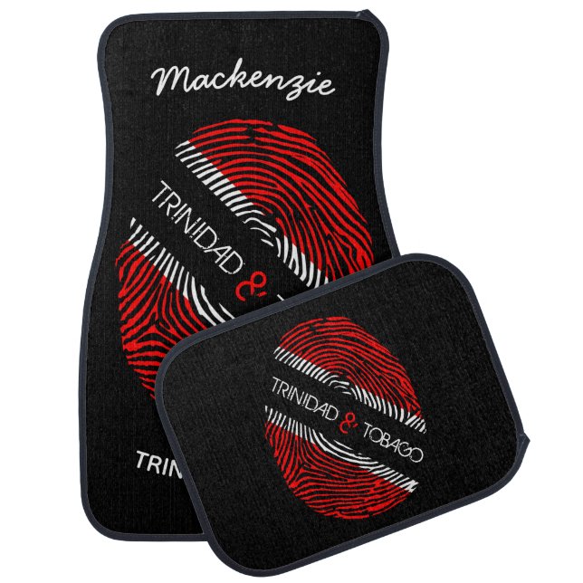 Trinidad and Tobago Fingerprint Flag on BLACK  Car Floor Mat (Set)