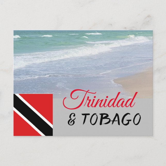 Trinidad and Tobago flag and beach Postcard (Front)