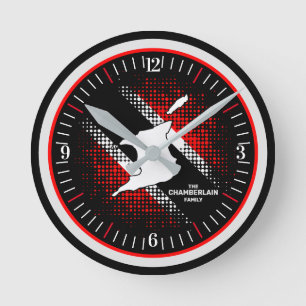 Trinidad and Tobago Flag and Map Round Clock