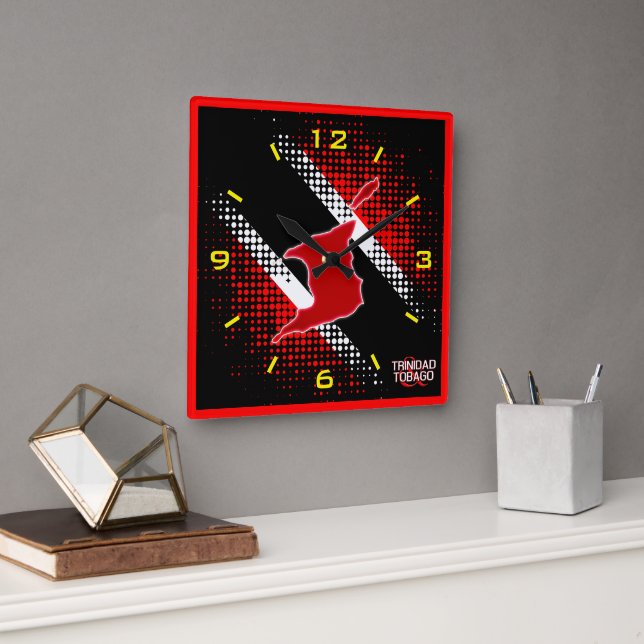Trinidad and Tobago Flag and Map Square Wall Clock (Office)