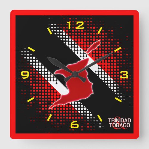 Trinidad and Tobago Flag and Map Square Wall Clock