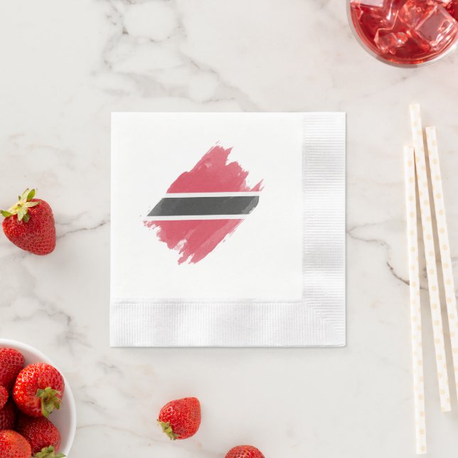 Trinidad and Tobago flag brush stroke, national fl Napkins (Insitu)