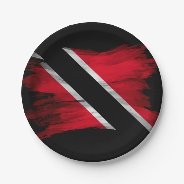 Trinidad and Tobago flag brush stroke Paper Plates (Front)
