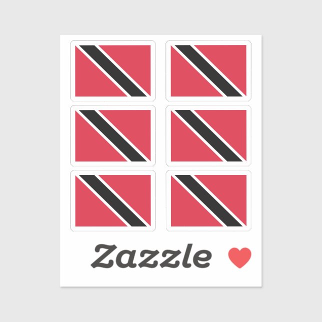 Trinidad and Tobago flag Collection pack of 6 Sticker (Sheet)