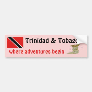 Trinidad and Tobago Flag + Map Bumper Sticker