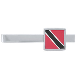 Trinidad and Tobago flag          Silver Finish Tie Bar