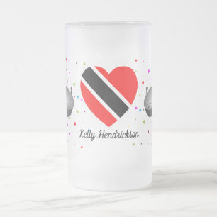 Trinidad and Tobago Flag & Steelpan with Your Name Frosted Glass Beer Mug