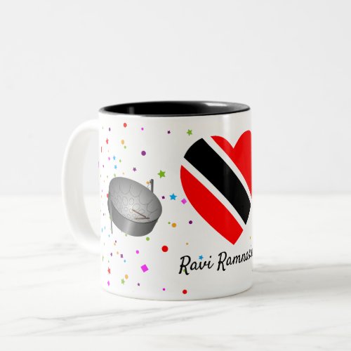 Trinidad and Tobago Flag  Steelpan Your Name Two_Tone Coffee Mug