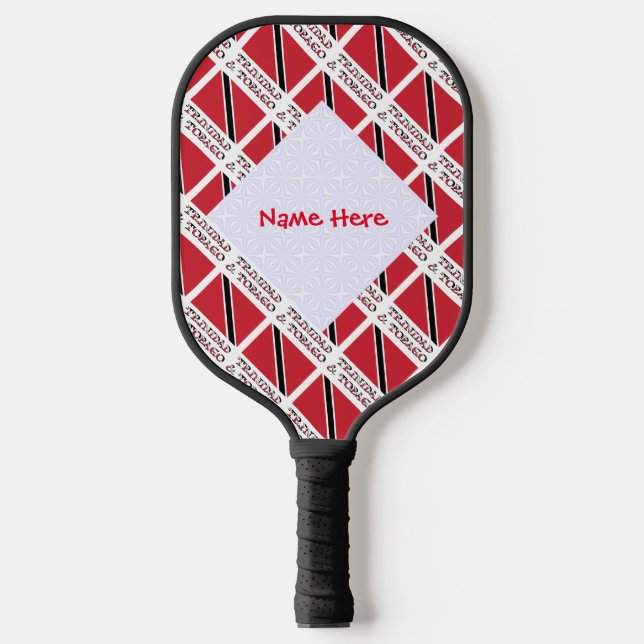 Trinidad and Tobago Flag Tiled Red Personalization Pickleball Paddle (Front)