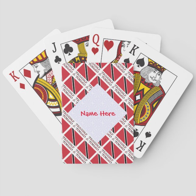 Trinidad and Tobago Flag Tiled Red Personalization Poker Cards (Back)